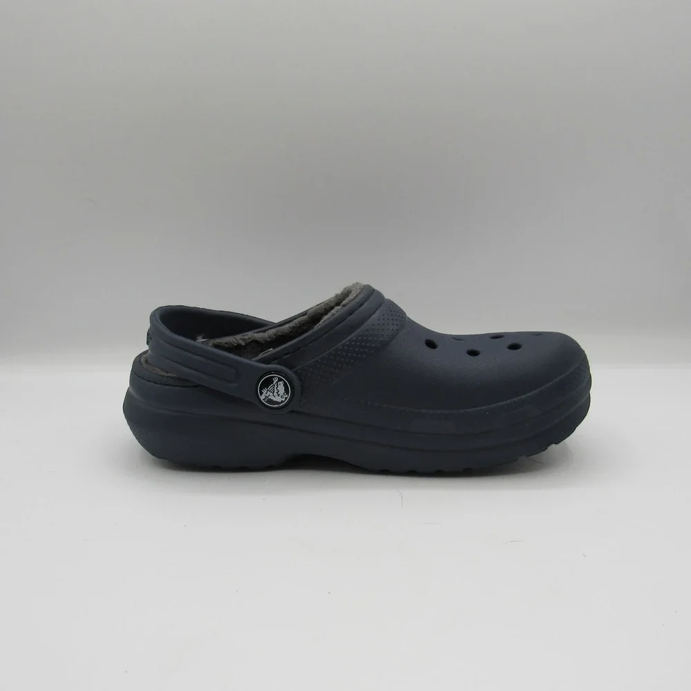Crocs Fuzz Lined Clogs Kids Size 13 Navy Blue Excellent Fleece Warm Slip On